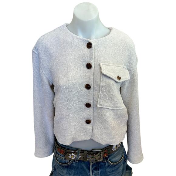 Tanya Taylor Winter White Tweed Blazer XS Boxy Boucle Professional Designer $565 - Picture 7 of 10